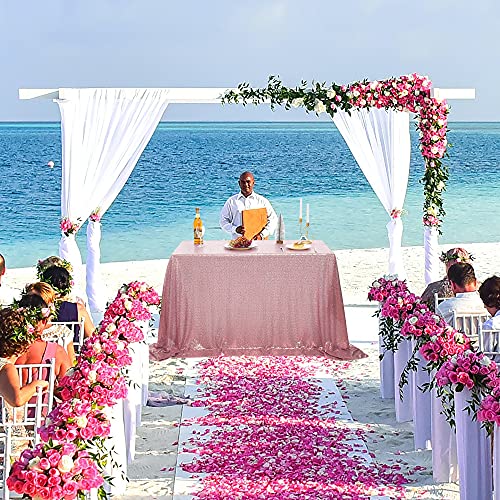 Nanbowang Pink Sequin Tablecloth - 15 x 8 Inches Rectangular Party Cover