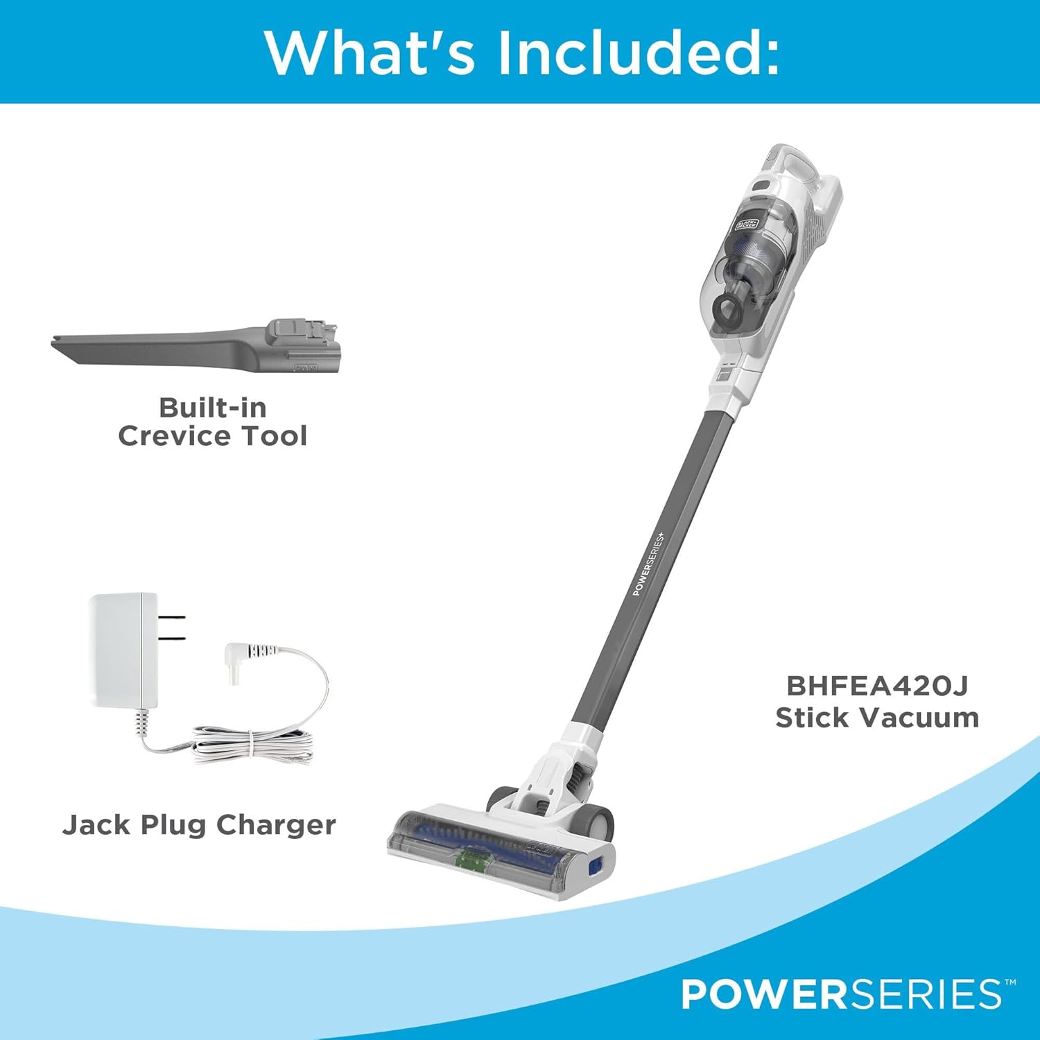 BLACK+DECKER 16V MAX Cordless Stick Vacuum - Lightweight, Multi-Surface, LED Lights, White