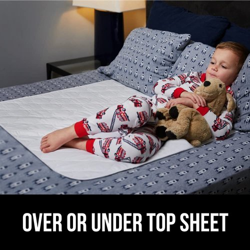 GORILLA GRIP Washable Underpads, Waterproof Reusable Heavy Absorbency Incontinence Bed Pads, Leak Proof Toddler Mattress Pad, 52x44 Slip Resistant Protector for Bedwetting, Adults and Kids, White