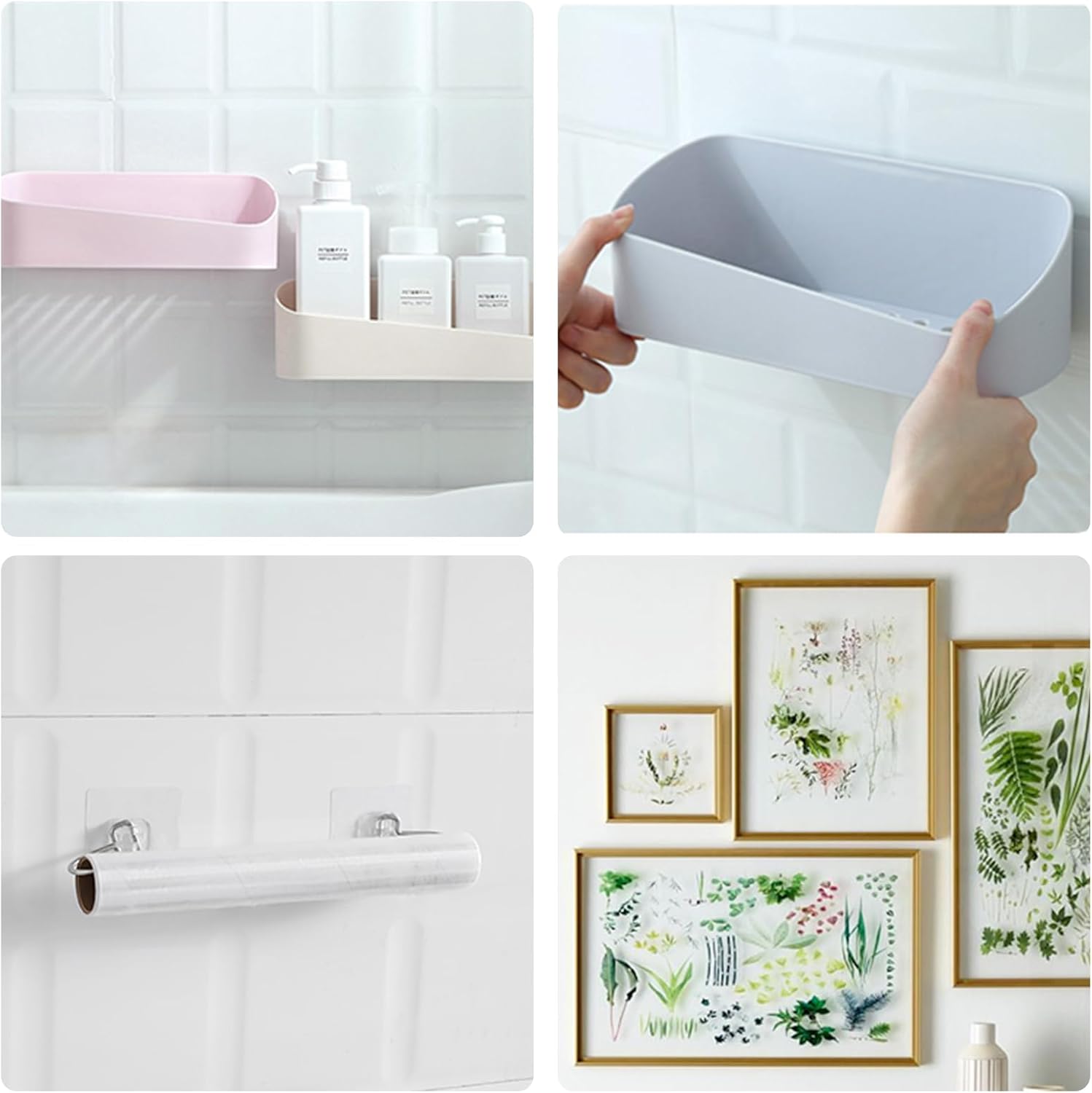 Skiennix 14-Pack Shower Caddy Adhesive Replacement - No Drilling Corner Shelf Baskets for Bathroom & Kitchen Storage