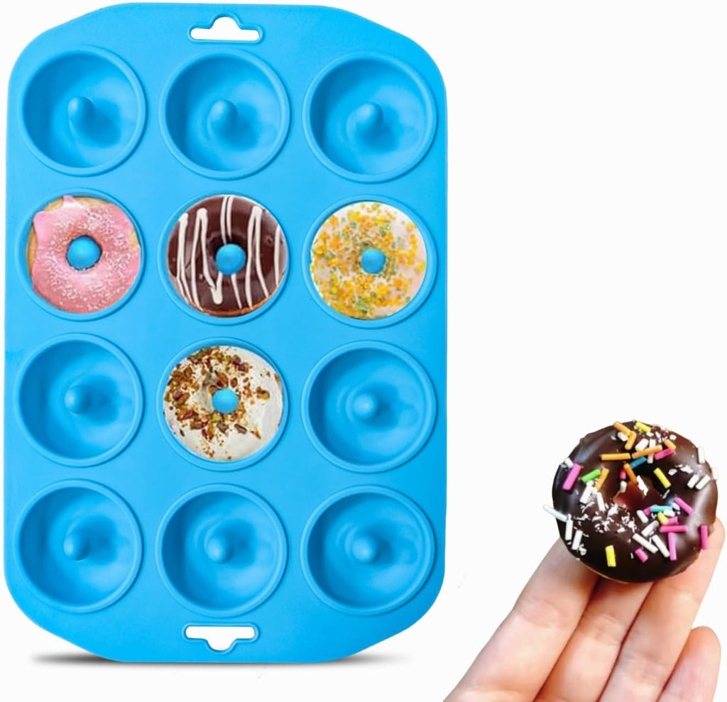 Skiennix Silicone Donut Pan - 12-Hole Mini Donut Molds | Heat Resistant & Non-Stick, Dishwasher Safe