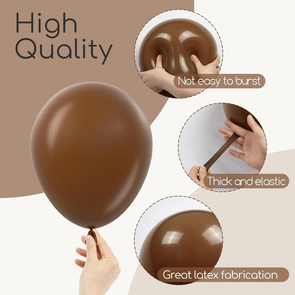 Skiennix Dark Brown Balloons - 120-Piece Boho Latex Balloon Arch Kit | 5-18 Inch Sizes for Parties