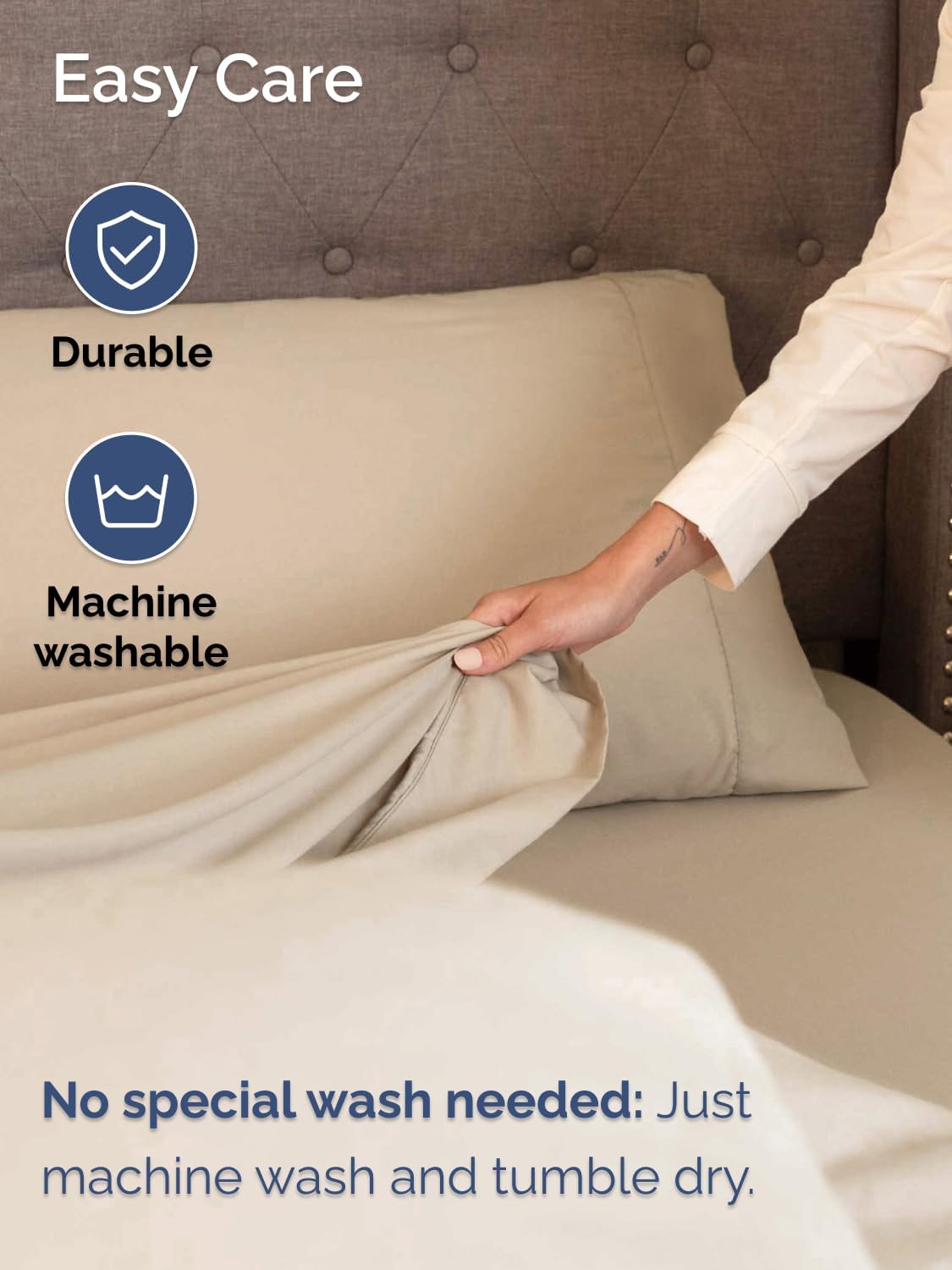 Skiennix Extra Deep Cal King Sheet Set | 6-Piece Breathable Cooling Bedding - Soft, Wrinkle-Free Cream