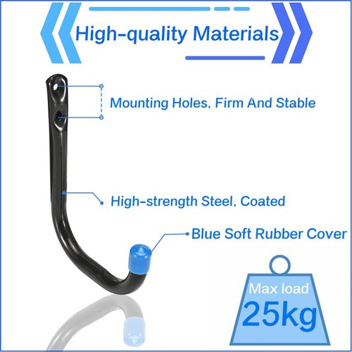 Heavy Duty Garage Storage Hooks by J Utility - 4-Inch Wall Mount Hangers for Tools, Bikes & Ladders | 10 Pack