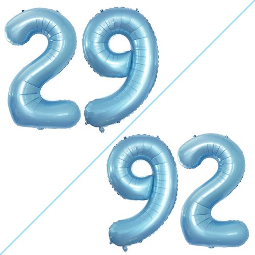 GOER Jumbo 29 Inch Number Balloons - Light Blue Foil Helium Decorations for 29th Birthday Party