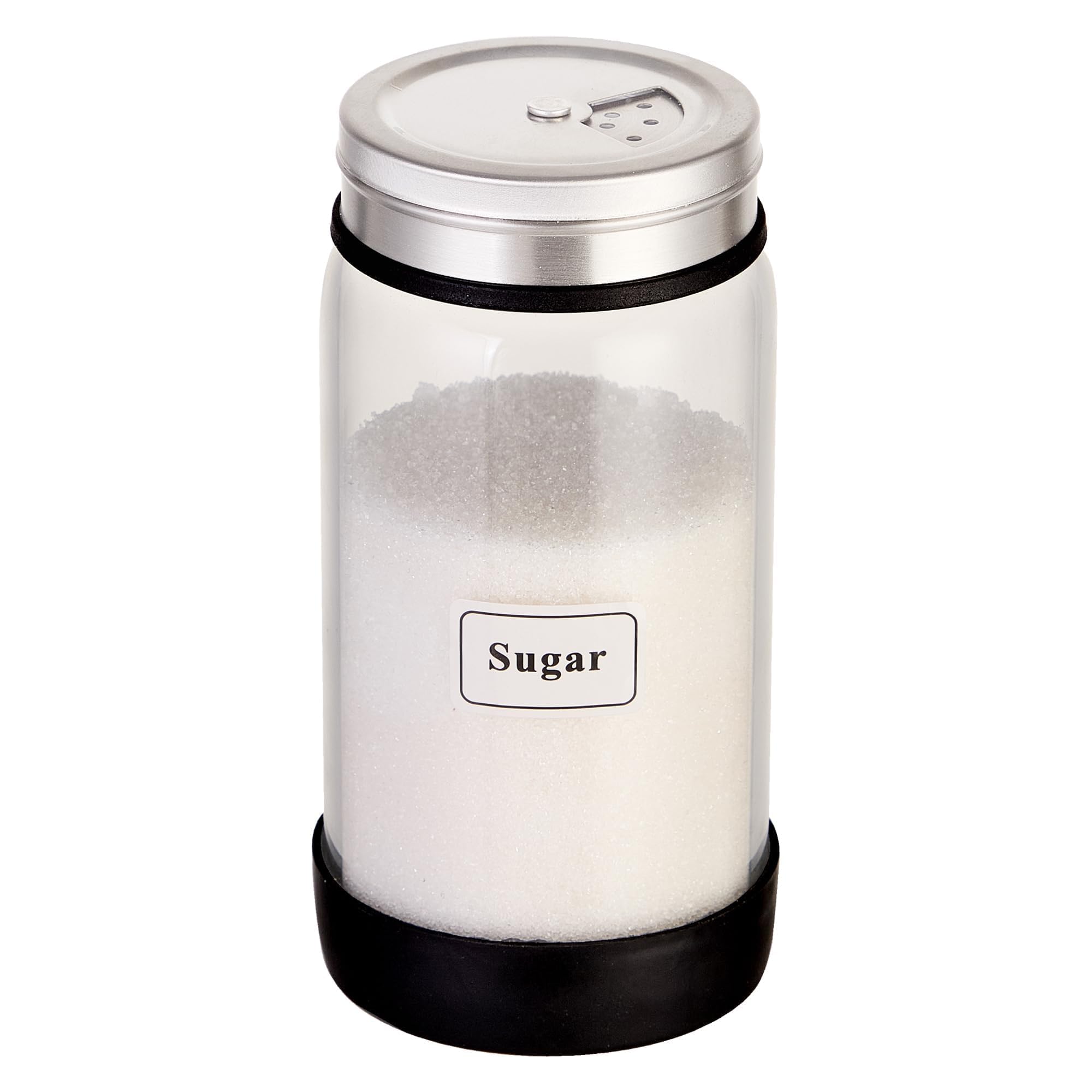 Rekidool 8 oz Glass Sugar Shaker with Stainless Steel Rotating Cover - 3 Adjustable Outlet Holes Holes for Precise Dispensing, Kitchen & Coffee Bar Essential for Coffee, Tea, Baking, 1 Count