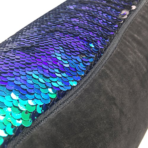 YOUR SMILE Mermaid Throw Pillow Cover - Reversible Sequins, 16"x16", Green/Black