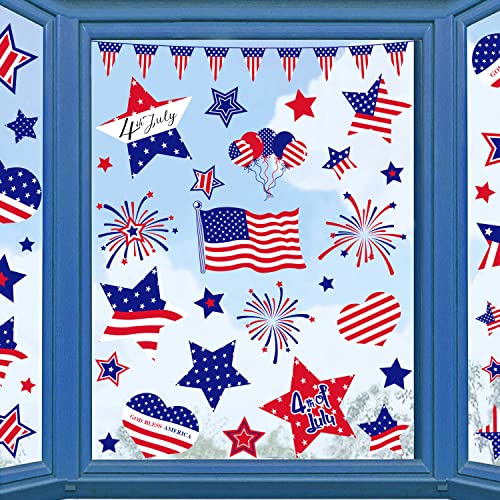 Quera 9 Sheets 4th of July Patriotic Window Clings