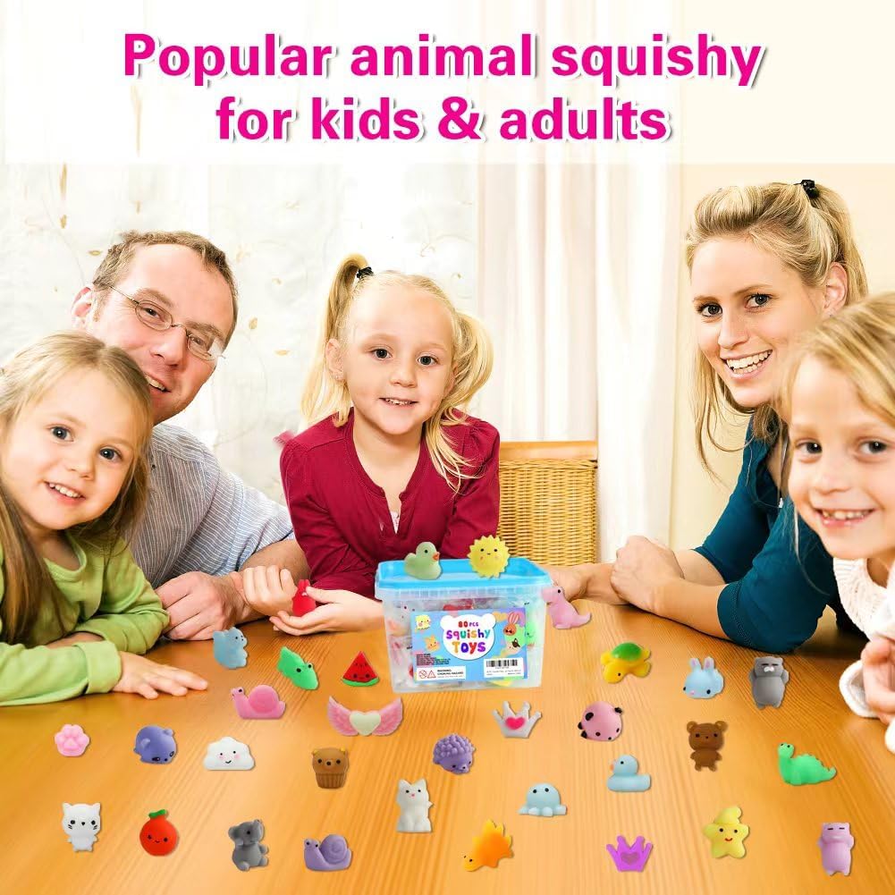 Skiennix Kawaii Squishies | 80Pcs Bulk Fidget Sensory Toys for Kids 4-8 | Perfect Birthday & Easter Gifts