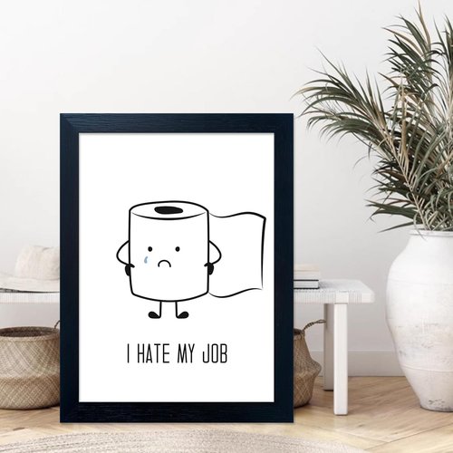 Black And White Bathroom Wall Art - Humorous Toilet Paper Canvas Print | Minimalist Framed Decor