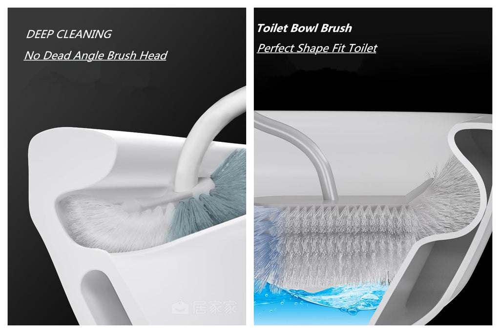 2Pcs Curved Toilet Bowl Brush Without Holder for Bathroom Deep Cleaning, Toilet Brush Durable Under The Rim Household Cleaning Brushes (Gray+White)