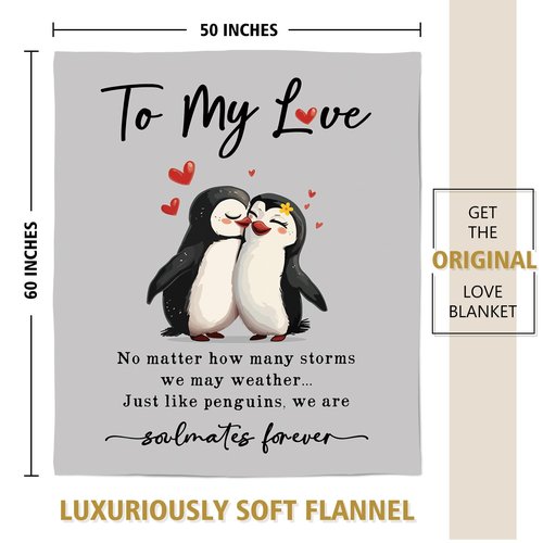 GiltGlimmer Gifts for Him Her Valentines Day, Anniversary I Love You Gifts Blanket, Romantic Wedding Birthday Gifts for Girlfriend Boyfriend, Penguin Blanket for Wife, Husband, Couple 60" × 50"