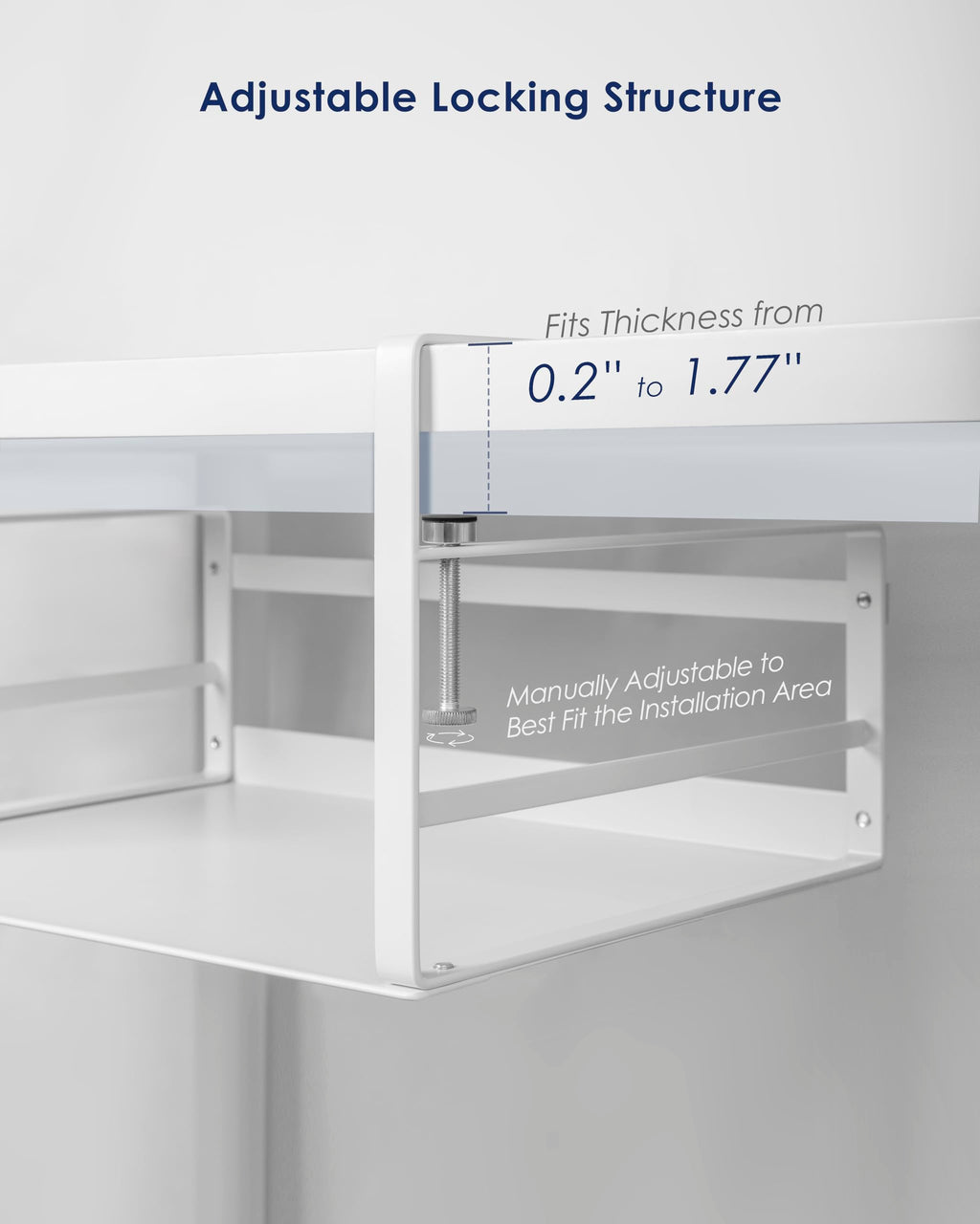 Nxconsu 2Pack Under Shelf Storage Basket Organizer Hanging Holder for Kitchen Cabinet Pantry Cupboard Desk Bookshelf Organization Space Saver Heavy Duty Slide-in Adjustable Mounting Clamp White Large
