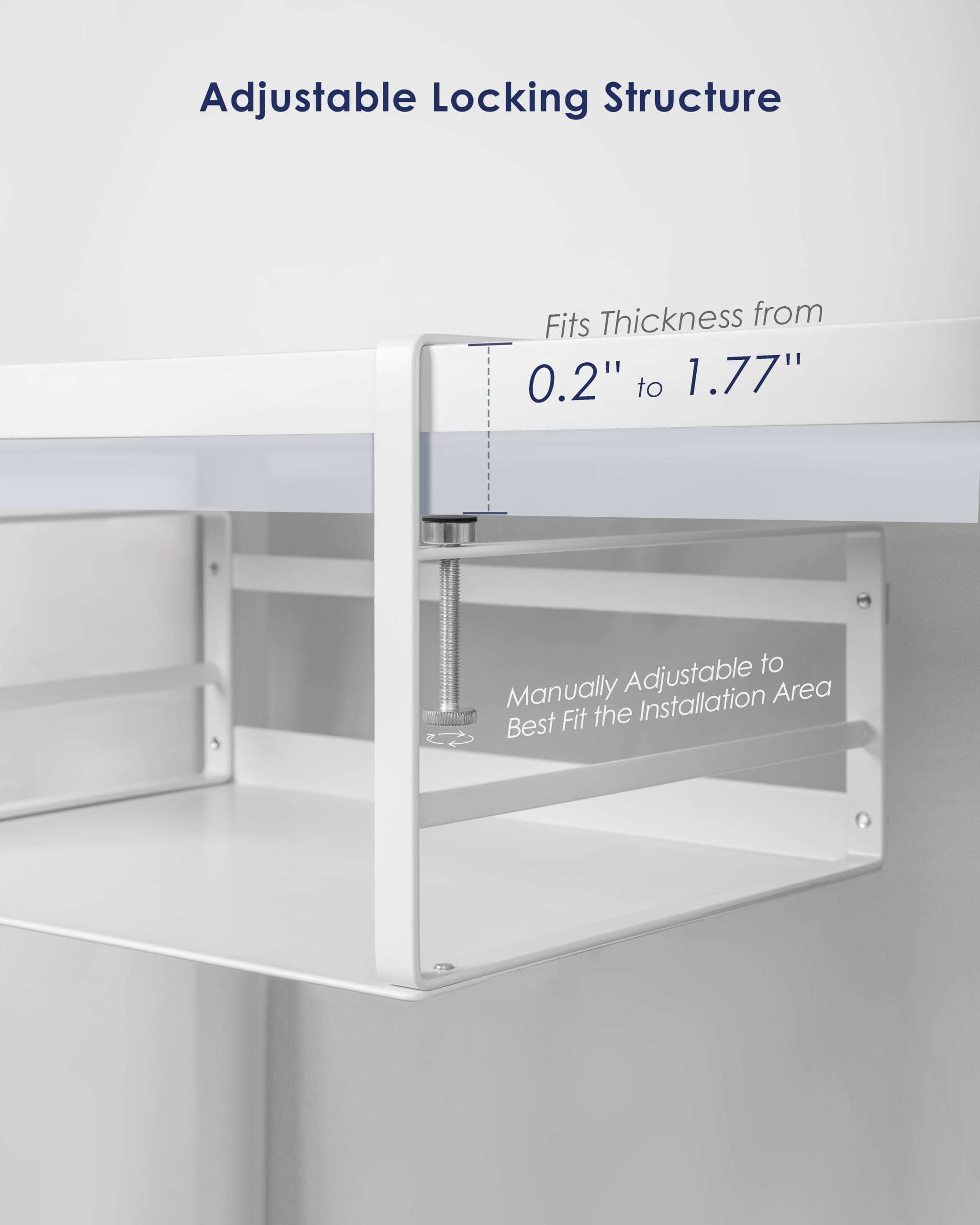 Nxconsu 2Pack Under Shelf Storage Basket Organizer Hanging Holder for Kitchen Cabinet Pantry Cupboard Desk Bookshelf Organization Space Saver Heavy Duty Slide-in Adjustable Mounting Clamp White Large