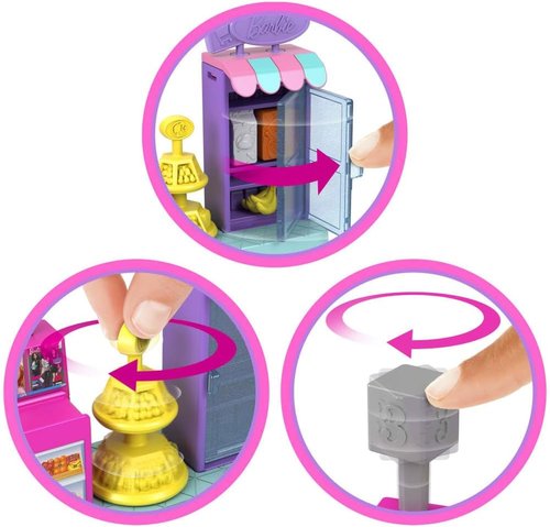 Barbie Mini BarbieLand Supermarket Playset - 1.5-Inch Doll, Shelves, Checkout & Cart for Imaginative Play