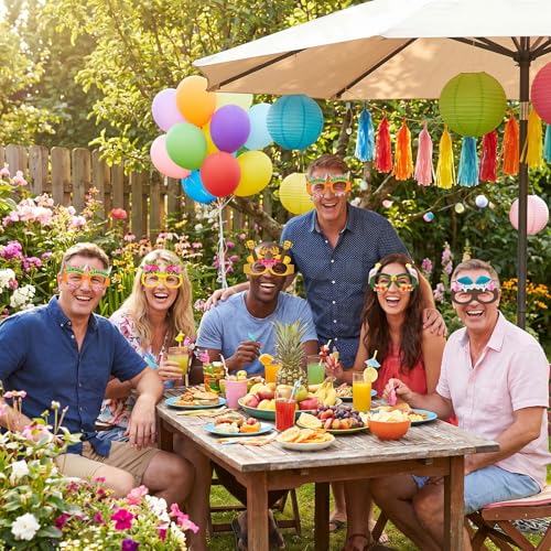 Grevosea 6-Pack Hawaiian Party Sunglasses - Tropical Beach Decor