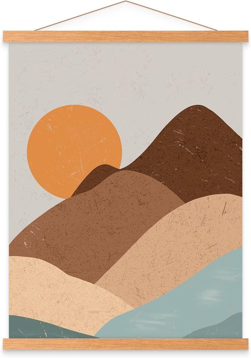 Benjia Magnetic Wooden Poster Frame - Light Teak Wood for 8x10, 8x12, 8x18 Art Prints | 1 Pack