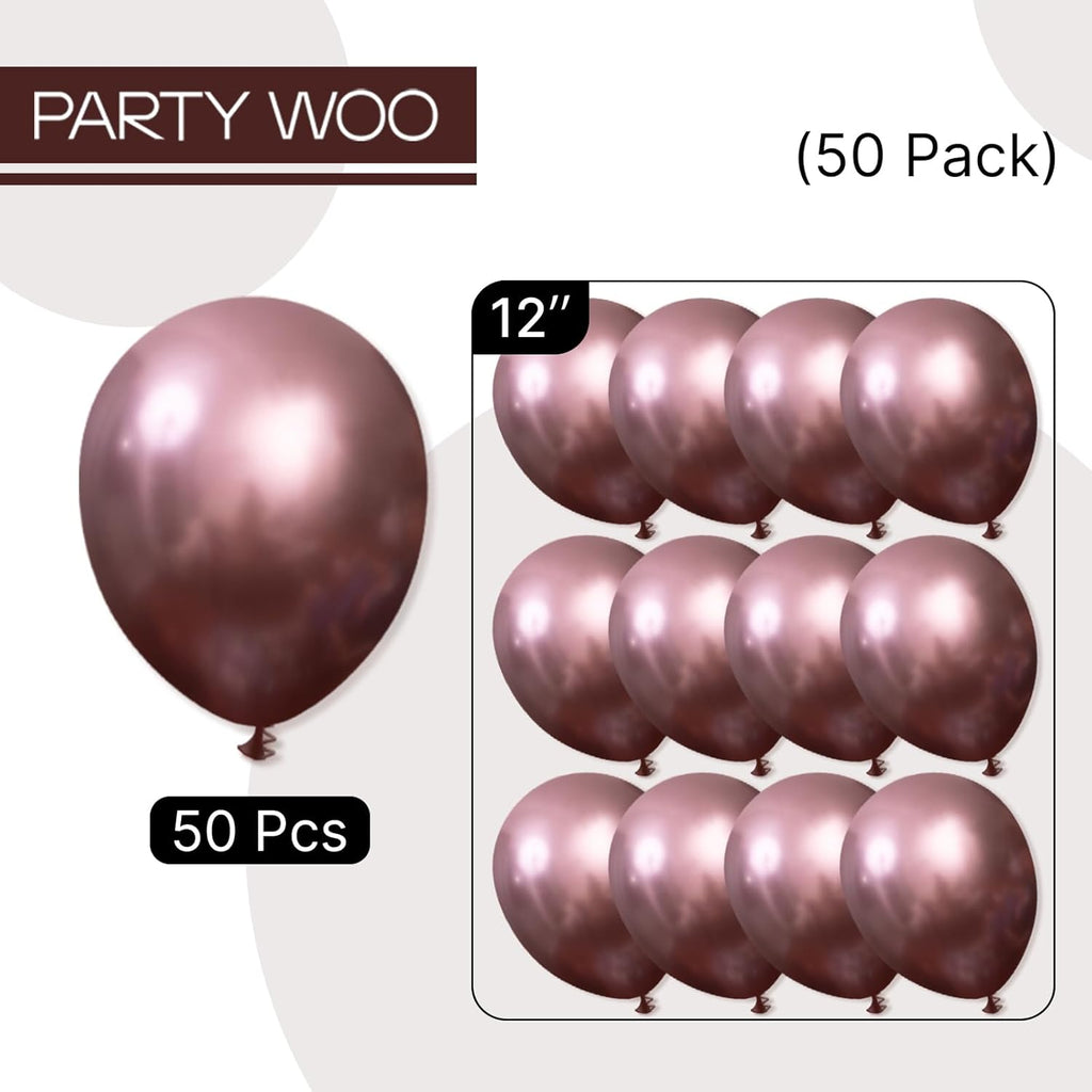 PartyWoo Copper Balloons - 50pcs 12 Inch Metallic Brown Latex Helium Balloons for Celebrations