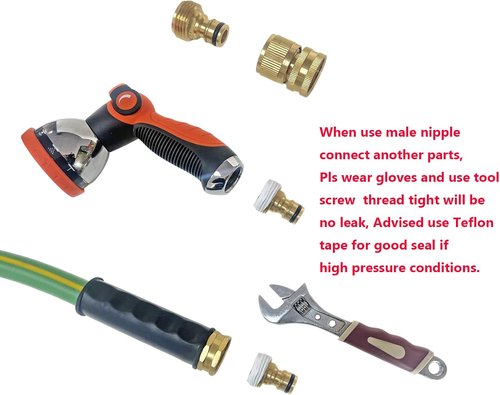 HQMPC Garden Hose Quick Connect - Solid Brass Fittings for Easy Hose Disconnect | 3/4 Inch GHT (2 Sets)