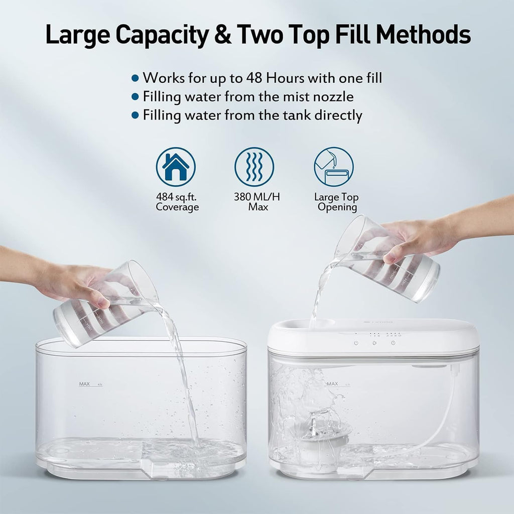 Skiennix Ultrasonic Cool Mist Humidifier - Easy Clean Design, 1.3 Gal, Ultra-Quiet for Bedrooms