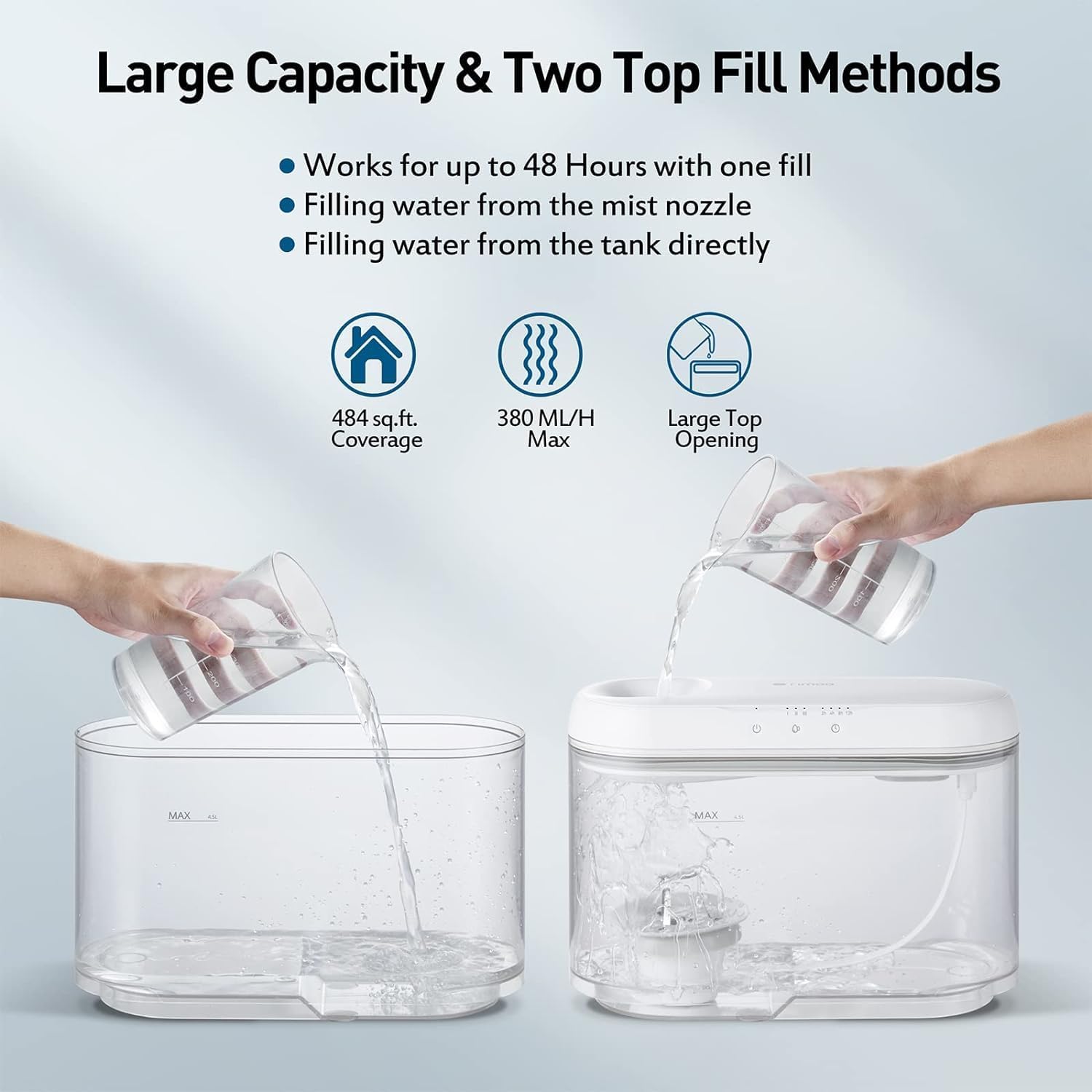 Skiennix Ultrasonic Cool Mist Humidifier - Easy Clean Design, 1.3 Gal, Ultra-Quiet for Bedrooms
