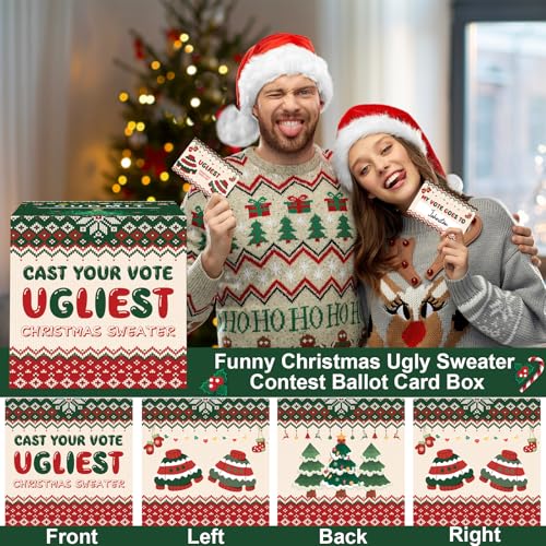 Christmas Ugly Sweater Contest Voting Card Box Set with 50 Vote Cards