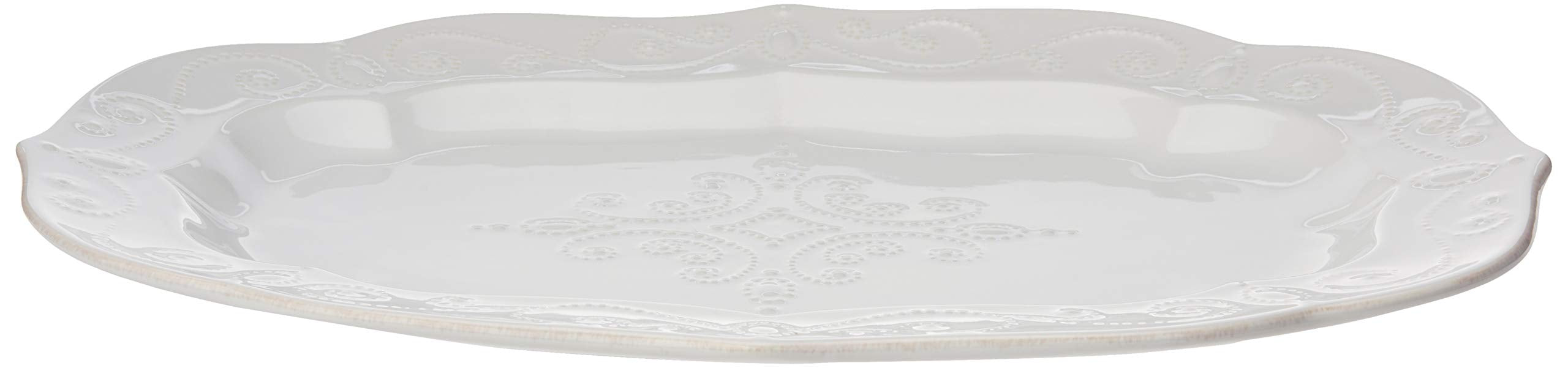 Lenox Serveware, Lenox French Perle White Serving Platter, Oval Shape, 18.5-Inch, Stoneware, Dishwasher Safe, Turkey Platter for Thanksgiving, Winter Hosting, Christmas Serving (White, 1 Piece)