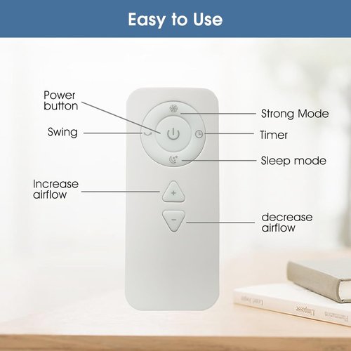 Bladeless Tower Fan - 80° Oscillating Air Circulator with Remote | 9 Speeds & 8H Timer for Home & Office