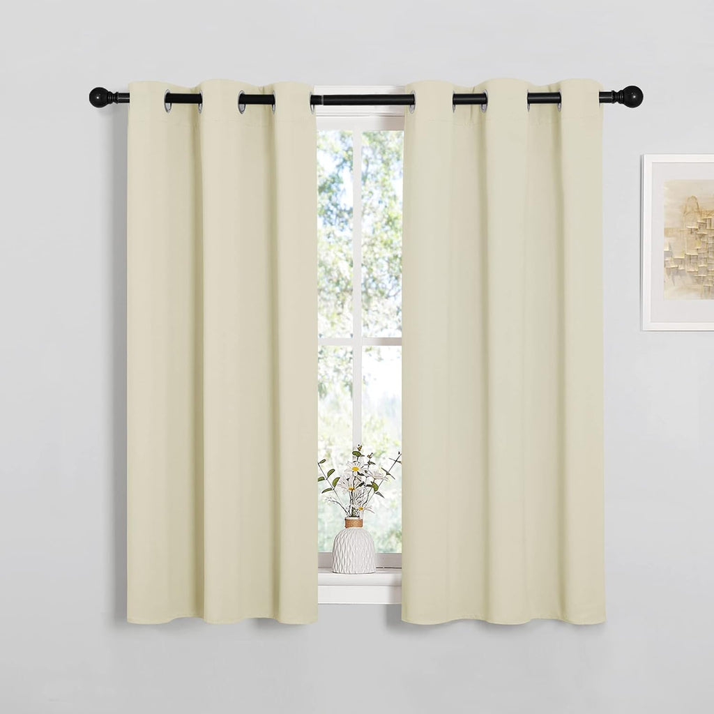 NICETOWN Room Darkening Curtain Panels - Thermal Insulated Grommet Top Drapes | Beige, 2 Panels, W34 x L45
