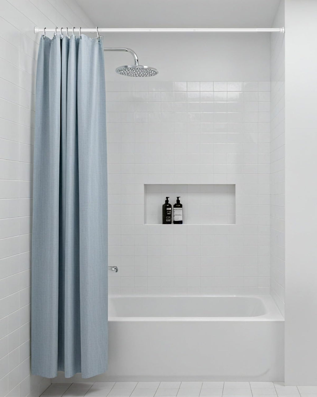 Spring Tension Curtain Rod 30 to 63Inch, White Tension Rod Adjustable Curtain Rods No Drilling Expandable Pressure Curtain Rod Tension Rods for Windows,Doorway,Bathroom,Closet