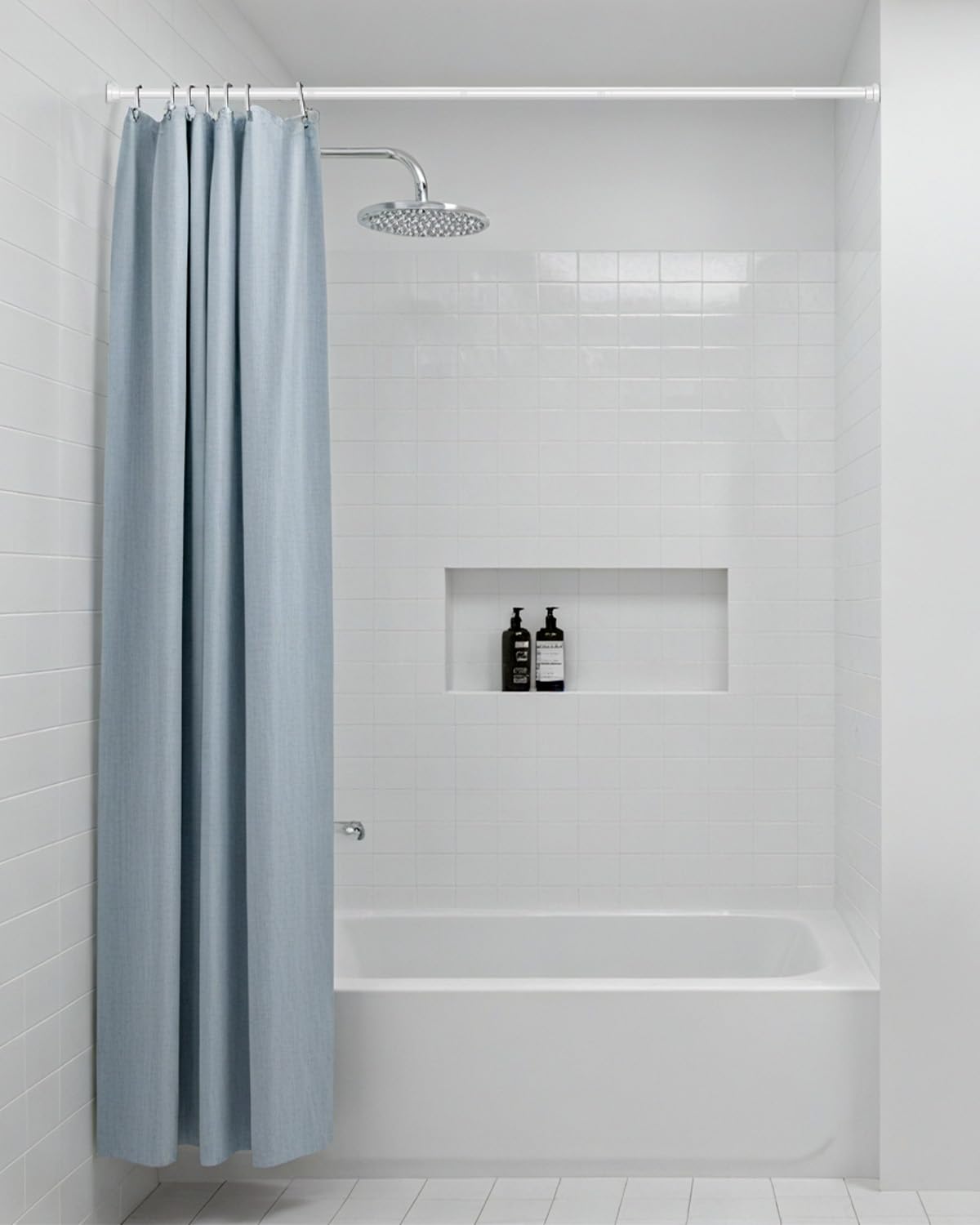 Spring Tension Curtain Rod 30 to 63Inch, White Tension Rod Adjustable Curtain Rods No Drilling Expandable Pressure Curtain Rod Tension Rods for Windows,Doorway,Bathroom,Closet