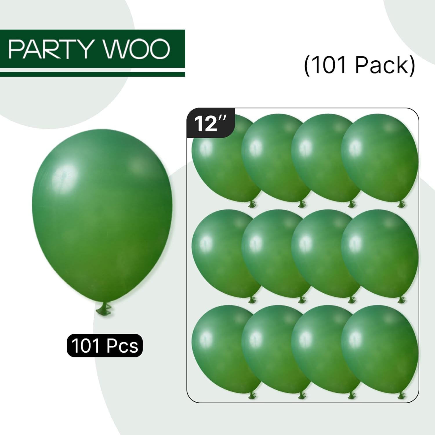 PartyWoo Dark Green Balloons - 101pcs 12 Inch Emerald Green for Weddings & Baby Showers