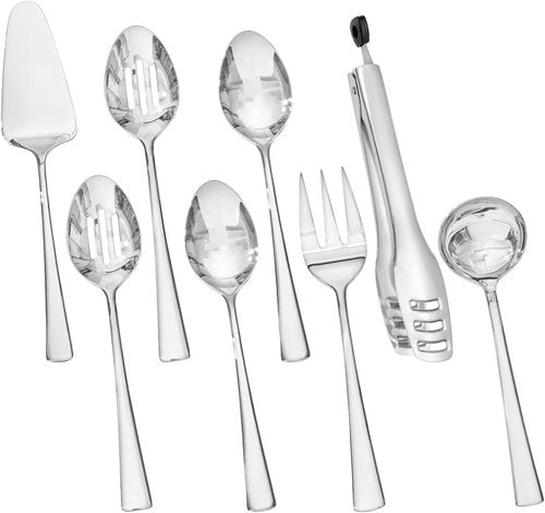 KINGSTONE 8-Piece Serving Utensils Set - Durable 18/10 Stainless Steel | Perfect for Buffets & Parties
