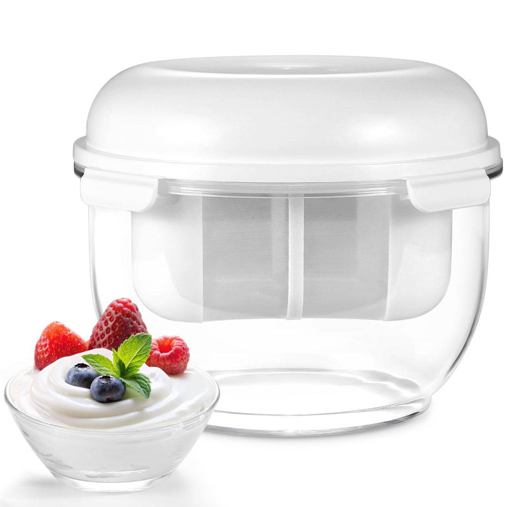 Greek Yogurt Strainer, 1.6QT Greek Yogurt Maker with Ultra-Fine Mesh Basket, 2025 Upgraded BPA-Free Strainer for Homemade Thick Greek Yogurt, Extra Large Capacity Container White(XL)