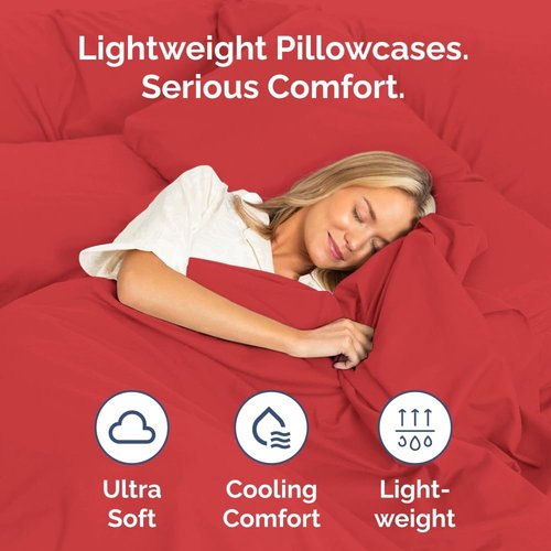 King Standard Pillow Cases - Soft Hotel Quality Covers | Comfy & Cozy Bedding for All - Set of 4 Red