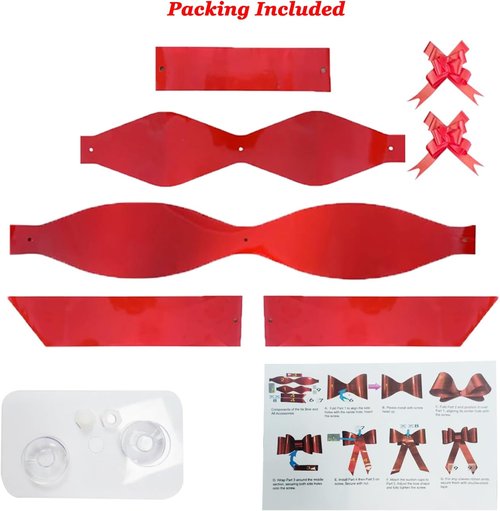 Big Red Bow - 30 Inch Giant Car Bow for Decoration | Includes 2 Small Pull Bows for Parties