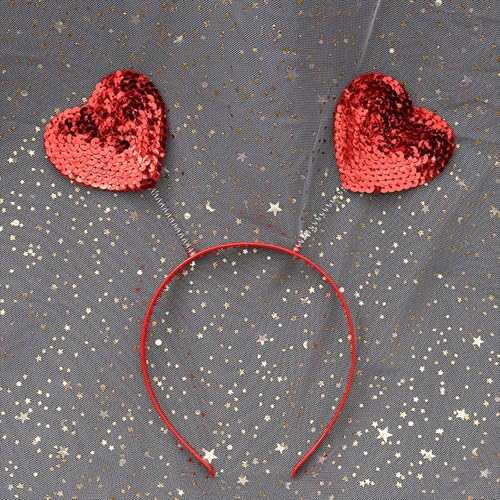 Soochat Red Sequin Heart Headband Valentine's Day Head Bopper