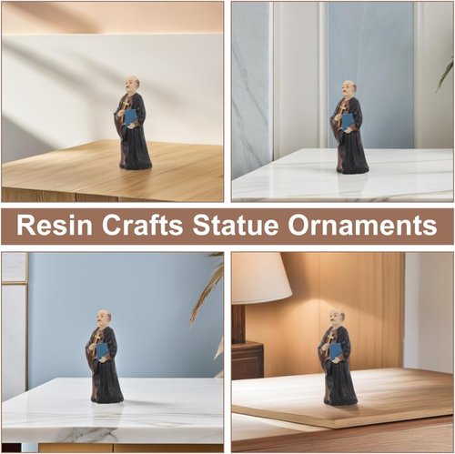 Hemoton Tiny Priest Statue - Intricate Resin Figurine for Church & Home Decor | Miniature Religious Collectible