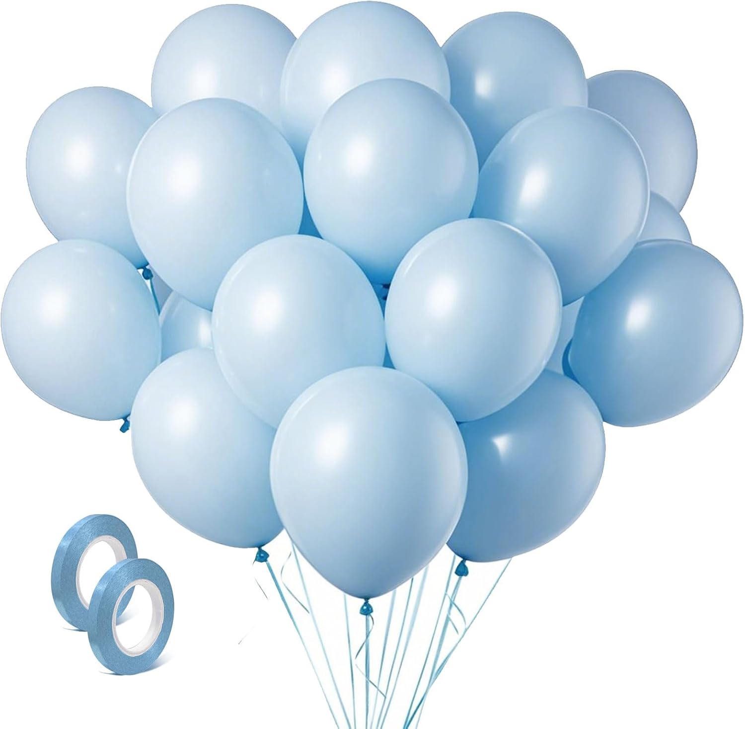 Skiennix Pastel Blue Latex Balloons - 100 Pack of 12-Inch Round Balloons for Weddings & Parties