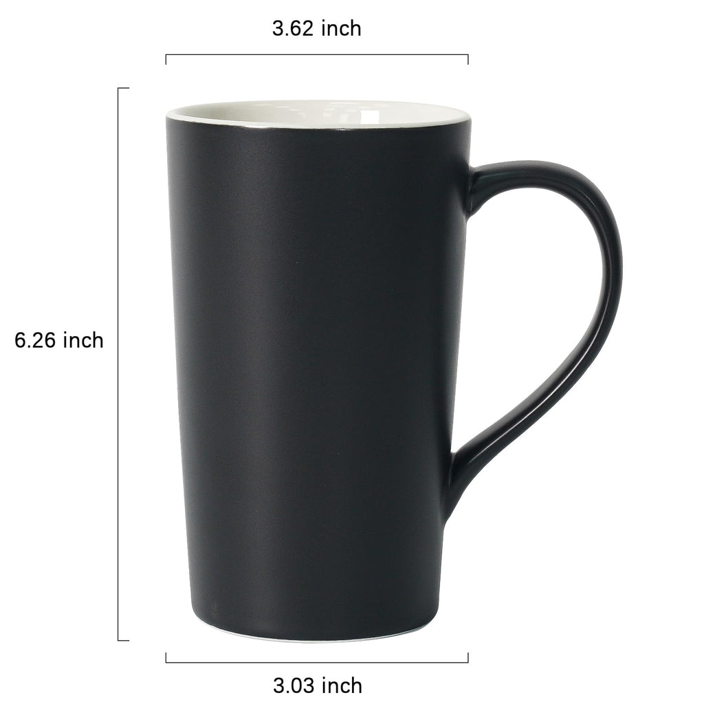 Momugs 20 OZ Large Ceramic Coffee Mug Simple Pure Black Mug Set of 2 Plain Tall Milk Tea Coffee cups with Handle for Office Home as A Gift for Dad Mom Friends