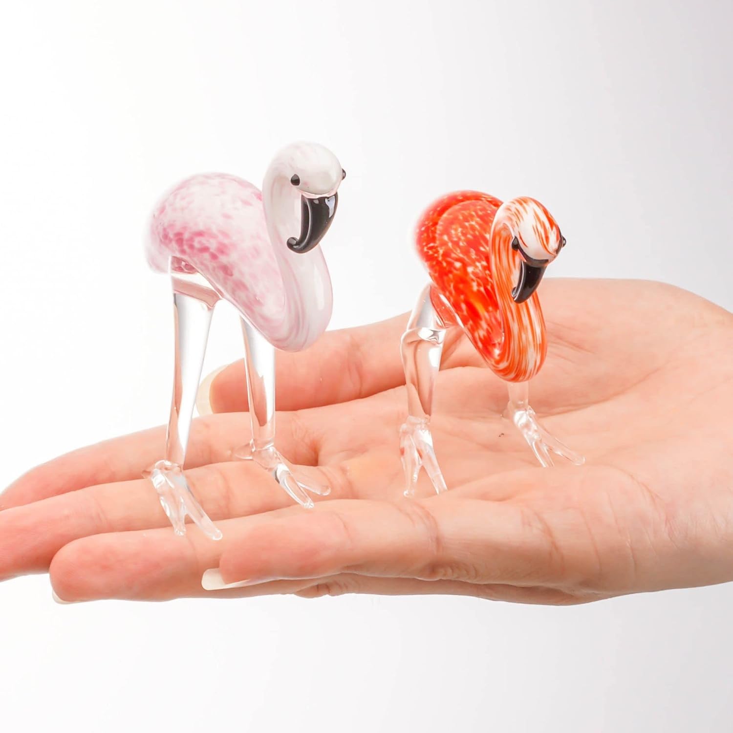 QFkris Blown Glass Flamingo Figurines - Elegant Love Token Art Glass | Set of 2 for Women