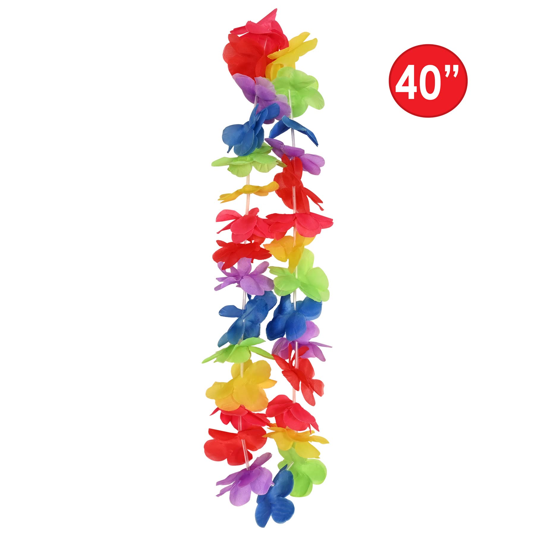 Beistle 3 Piece 40" Floral Rainbow Hawaiian Leis For Tropical Luau Party Supplies And Favors