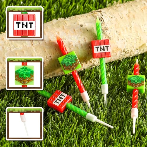 Pixel Miner Birthday Candles - Blocky Cake Toppers for Gaming Parties