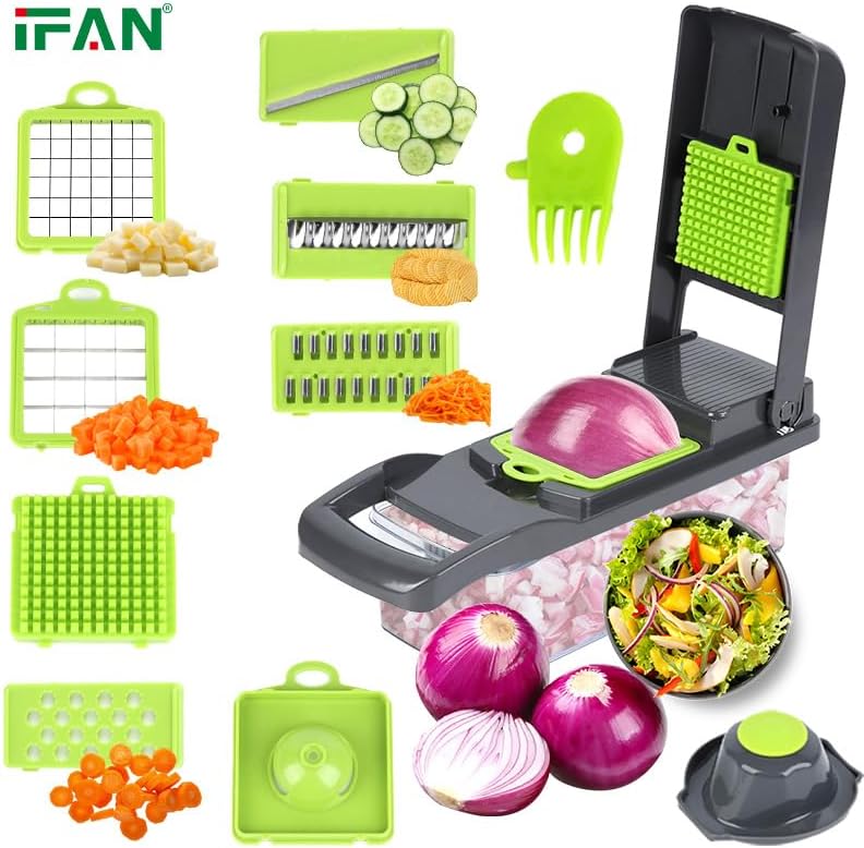 Skiennix 16-in-1 Vegetable Chopper - Multifunctional Food Prep Tool with Container & Mandoline Slicer
