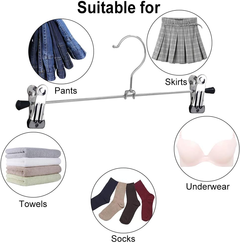 Northern Brothers Heavy-Duty Pants Hangers - 20 Pack Adjustable Metal Clips for Space-Saving Closet Organization
