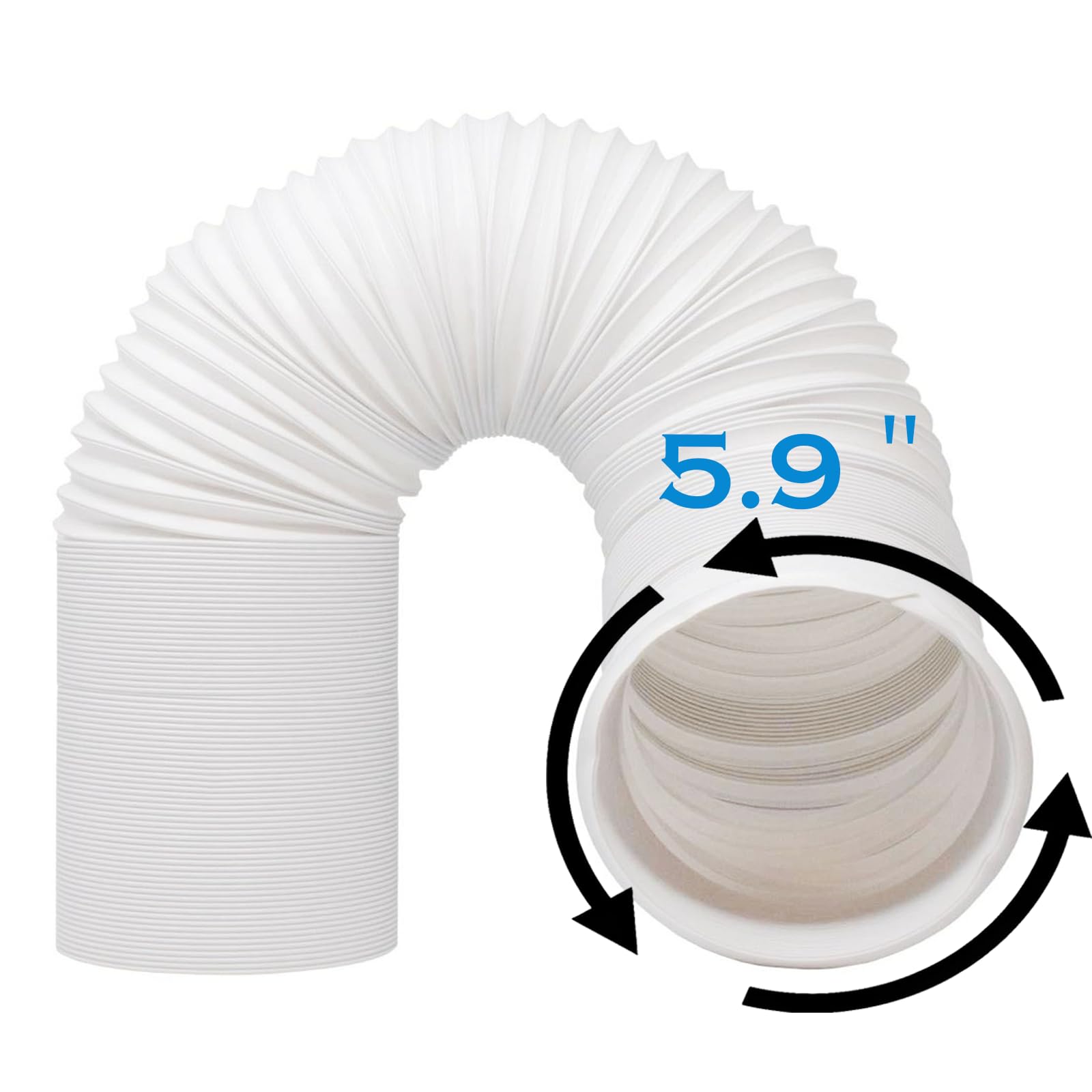 YOUHO Air Conditioner Hose, Portable Exhaust Vent Hose with 5.9 Inch （6”） Diameter, Counterclockwise AC Hose Length to 80 Inch, Universal Replacement AC Vent Hose for LG and Many More Portable AC