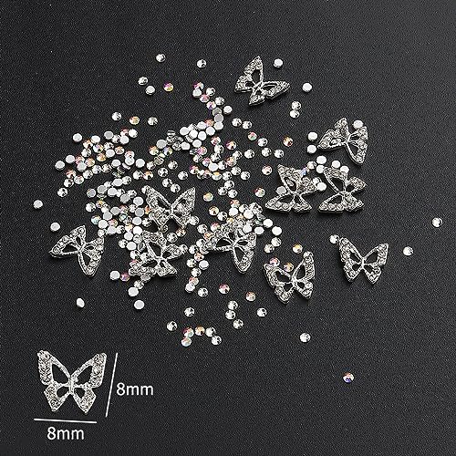 3D Nail Art Charms Kit with Acrylic Flowers, Metal Butterflies and Gems