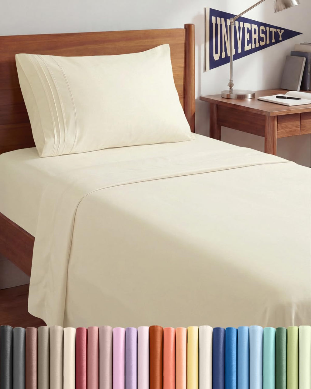Skiennix Twin XL Sheet Set - Comfy Cooling Bed Sheets for Ultimate Luxury - Deep Pockets, Soft & Wrinkle-Free - Off White