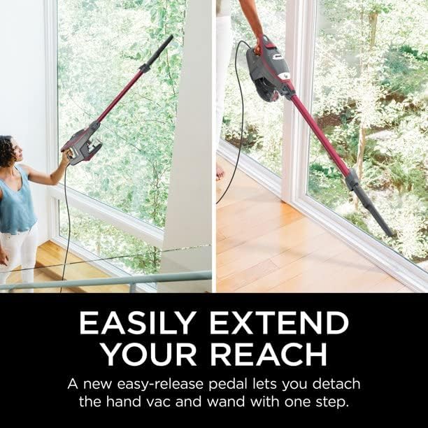 SHARK HV370 Rocket Pro Corded Stick Vacuum - Powerful Suction in Comet Red (Renewed)