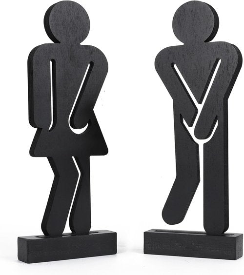 Litivy Rustic Wooden Bathroom Decor Signs - Set of 2 Farmhouse Style Restroom Decorations